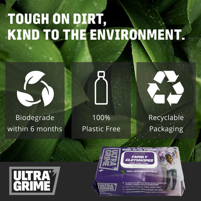 - UltraGrime Family XXL Biodegradable Wipes 80 Thick Wipes -