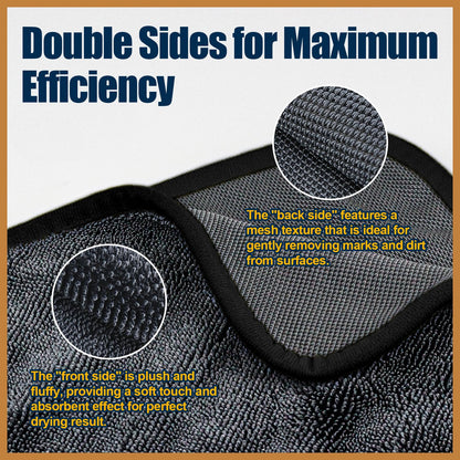 Airlab Microfibre Cloth Extra Large and Thick XXL 90x60cm, Microfibre Car Cleaning Cloths 650GSM, Super Absorbent Car Drying Towel for Car Detailing, Polishing, Cleaning, Wash, Black 24" x 35"