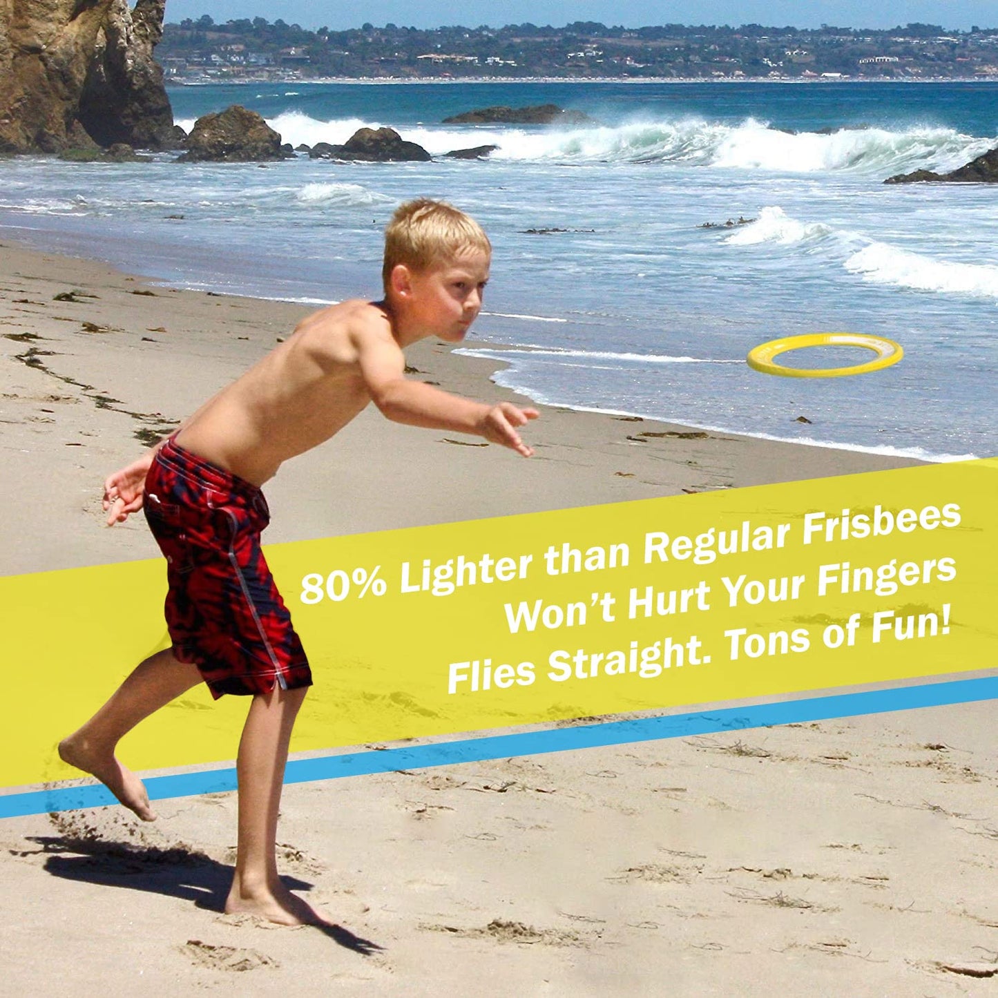 Activ Life The Active Flyer Flying Disc: Aerodynamic Frisbee Rings, Outdoor Toys & Summer Fun Beach Toys for Kids, Boys or Girls of all Ages, The Perfect Outdoor Toy Gift, 2pack, Cyan/Yellow