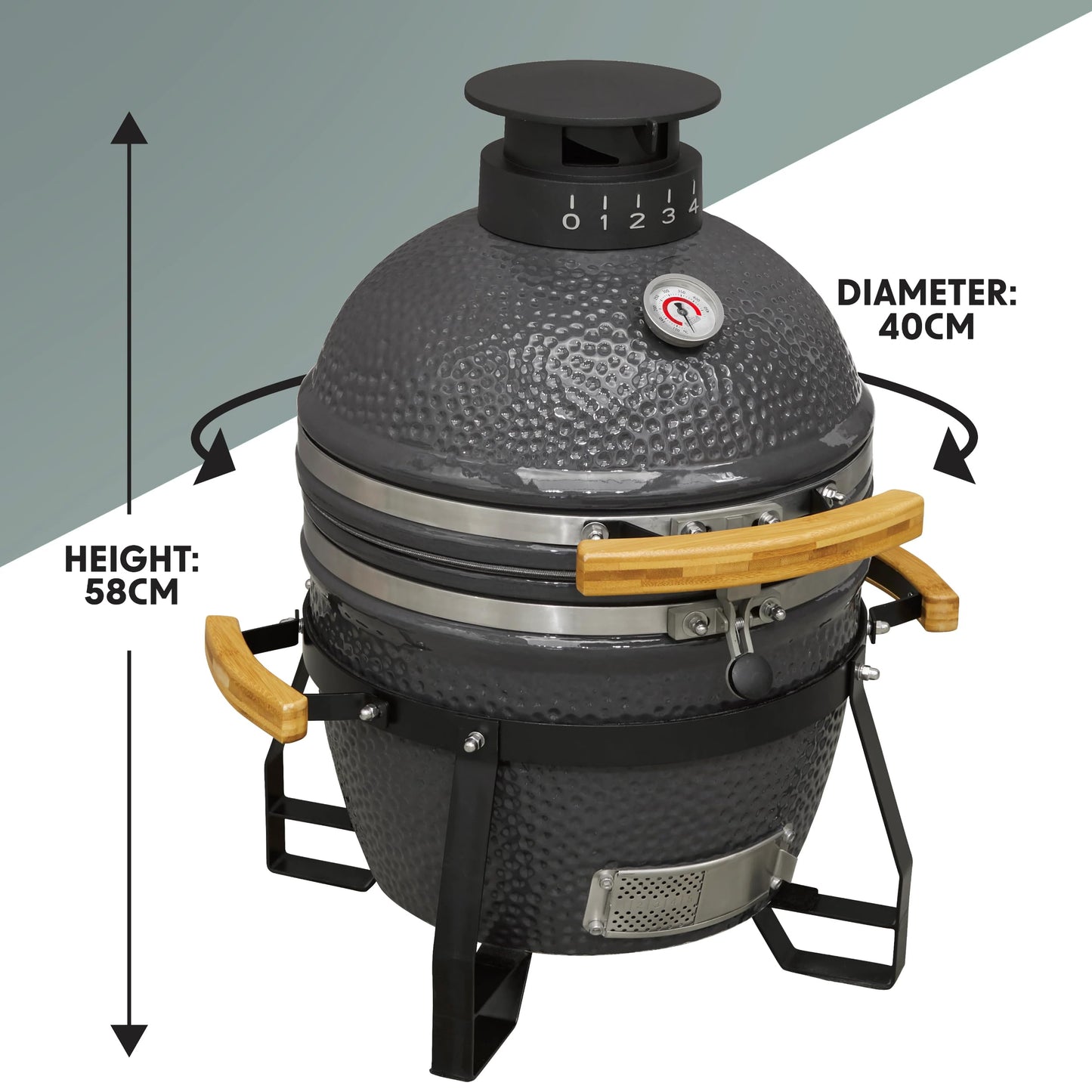 Dellonda Deluxe 16"(40cm) Ceramic Kamado Style BBQ Grill/Oven/Smoker - DG158