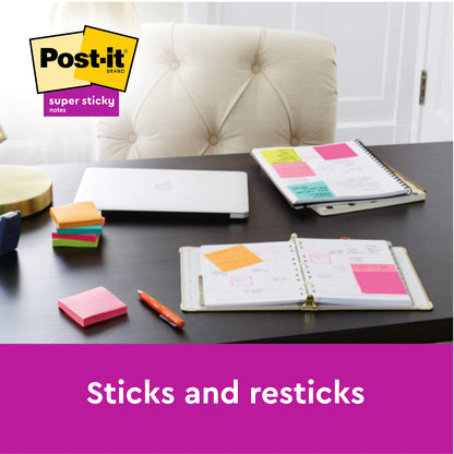 - Post-it Super Sticky Notes | Carnival Color Collection | Pack of 6 Pads | 90 Sheets per Pad -