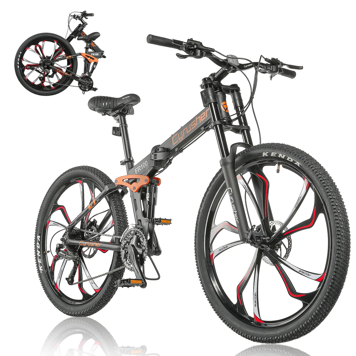 Cyrusher FR100 27.5 Inch Aluminum Folding Mountain Bike with Full Suspension and Dual Disc Brakes - Suitable for Men and Women