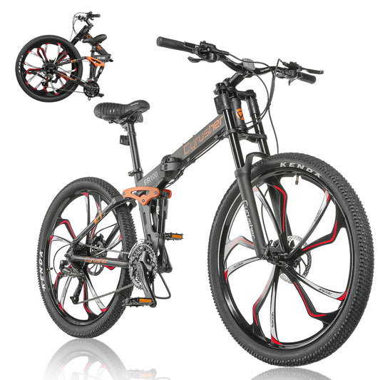 Cyrusher FR100 27.5 Inch Aluminum Folding Mountain Bike with Full Suspension and Dual Disc Brakes - Suitable for Men and Women