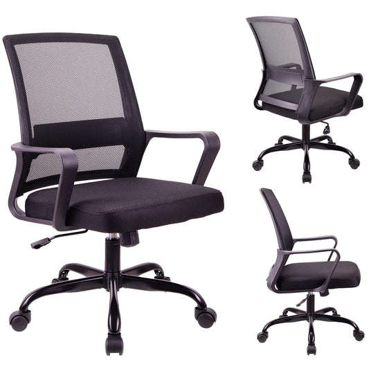 - T-THREE | Adjustable Office Chair | Ergonomic Mesh Swivel Chair | Lumbar Support | Seat for Home Office | Black -