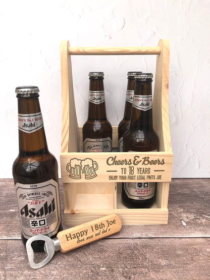 Cheers & Beers Birthday Beer Carrier Gift Pints Cider Lager Personalised Present BBQ Drinks Summer