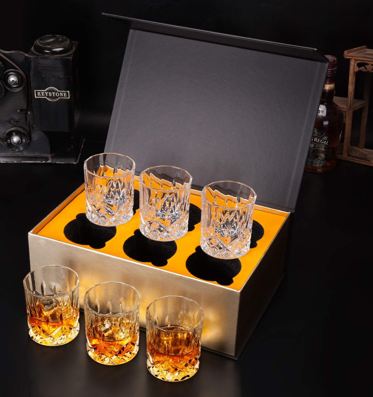 - KANARS Whiskey Glasses Set | Crystal Whisky Glass 300 ml | Unique Stylish Gift Box | 6-Piece -