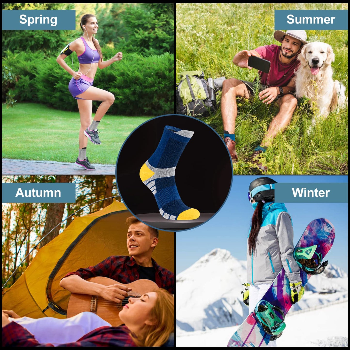 - Niofind Mens Socks | 6 Pairs | Cushioned Men Women Socks | Anti-Blister -