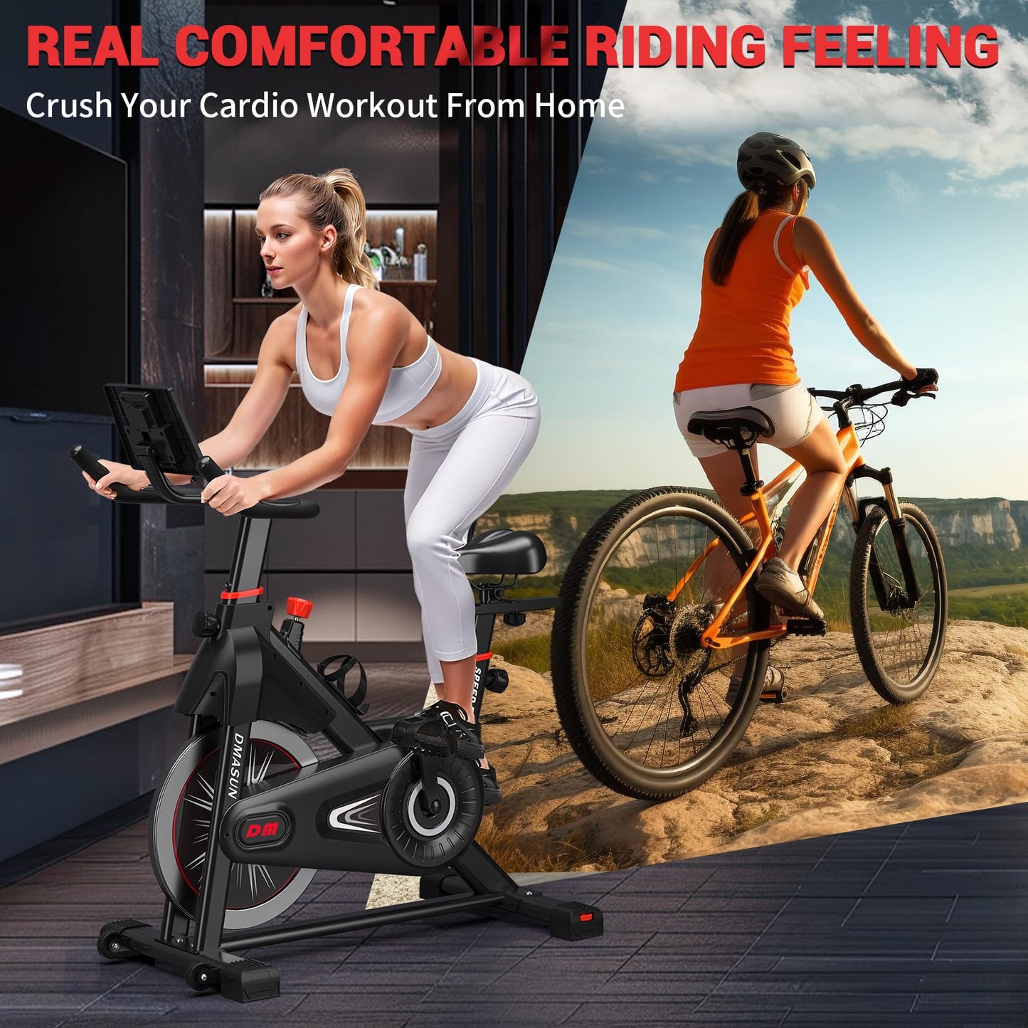 - DMASUN Exercise Bike For Home Gym | LCD Display & Tablet Holder | Super Quiet -