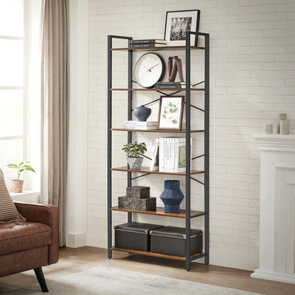 - VASAGLE 6-Tier Tall Bookshelf, Large Bookcase, Steel Frame, Freestanding Shelf Unit -