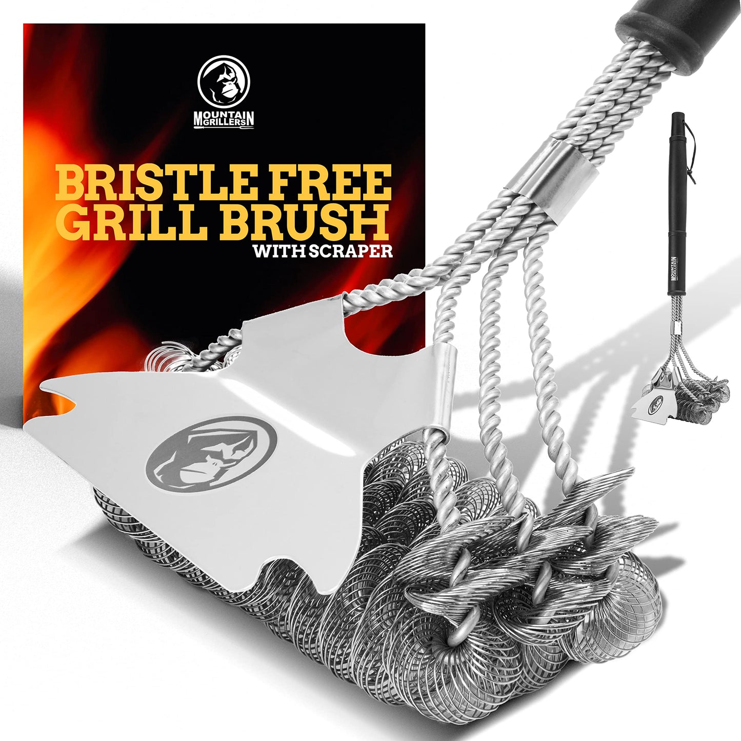 - Mountain Grillers | Bristle Free Grill Brush with Sharp Scraper -