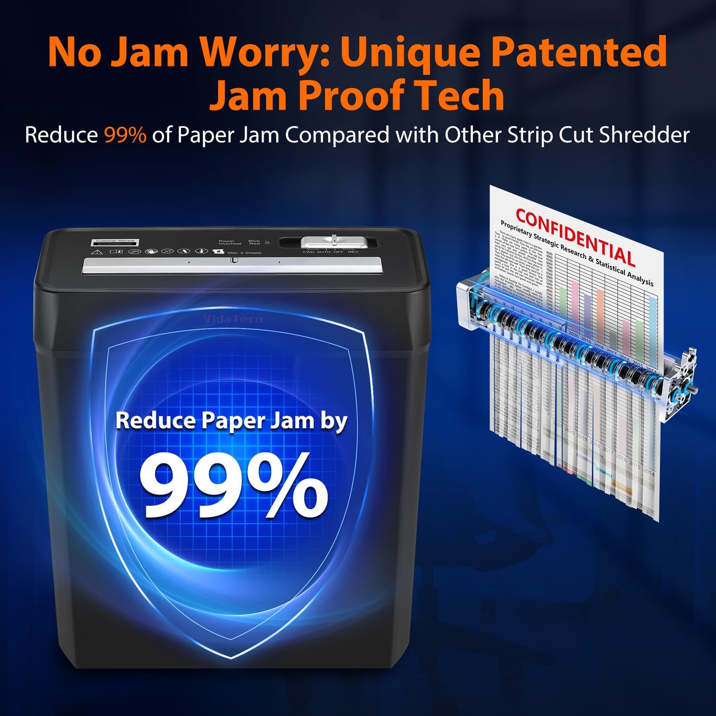- VidaTeco Strip Cut Paper Shredder Home Use -