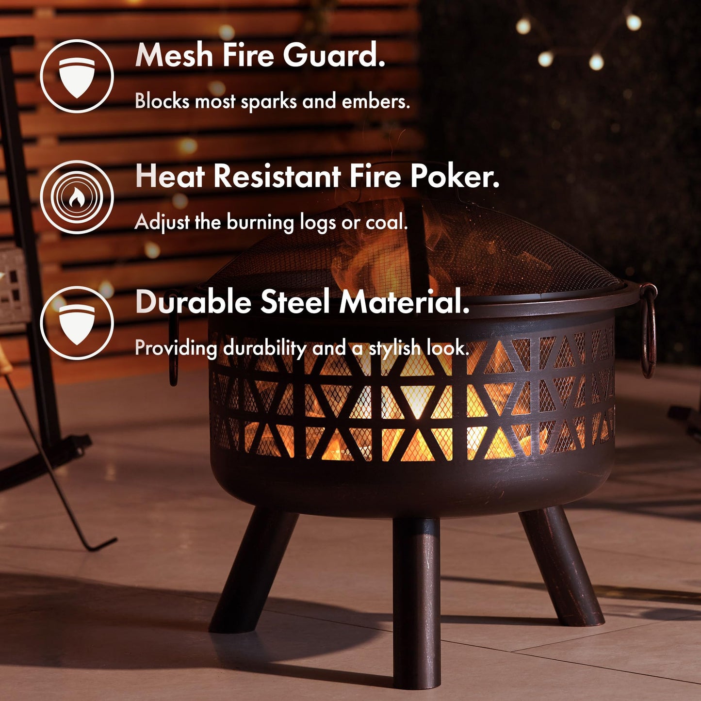 - VonHaus Fire Pit – Firepit for Outdoor, Garden, Patio – Portable