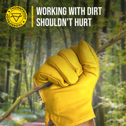 Bladez Thorn-Proof Gardening Gloves for Men and Women, Large- Thick Heavy Duty Cowhide Leather Palm and Top Sides, Warm Soft Inner Liner, Bramble-Proof Strong Double-Stitched (Large Pair of 1)