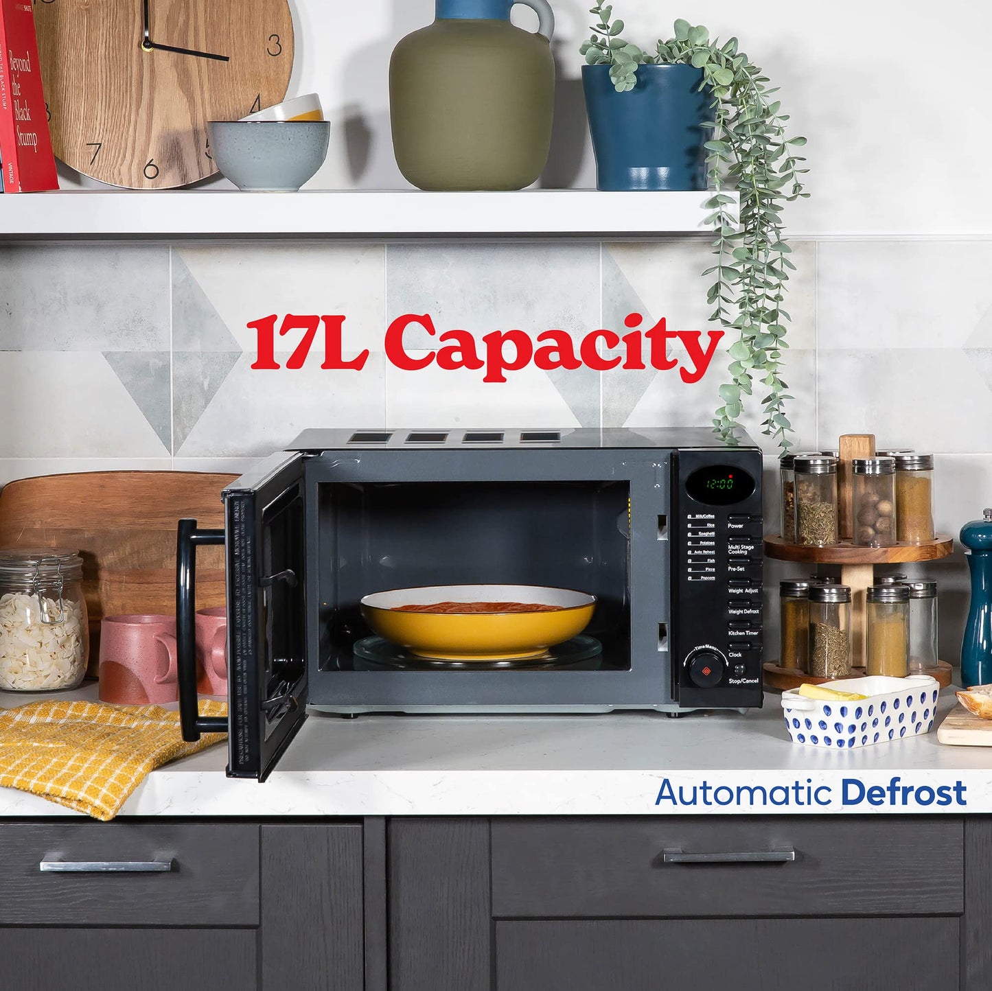 - Russell Hobbs| 17 Litre | 700 W | Black Digital Solo Microwave | 5 Power Levels -