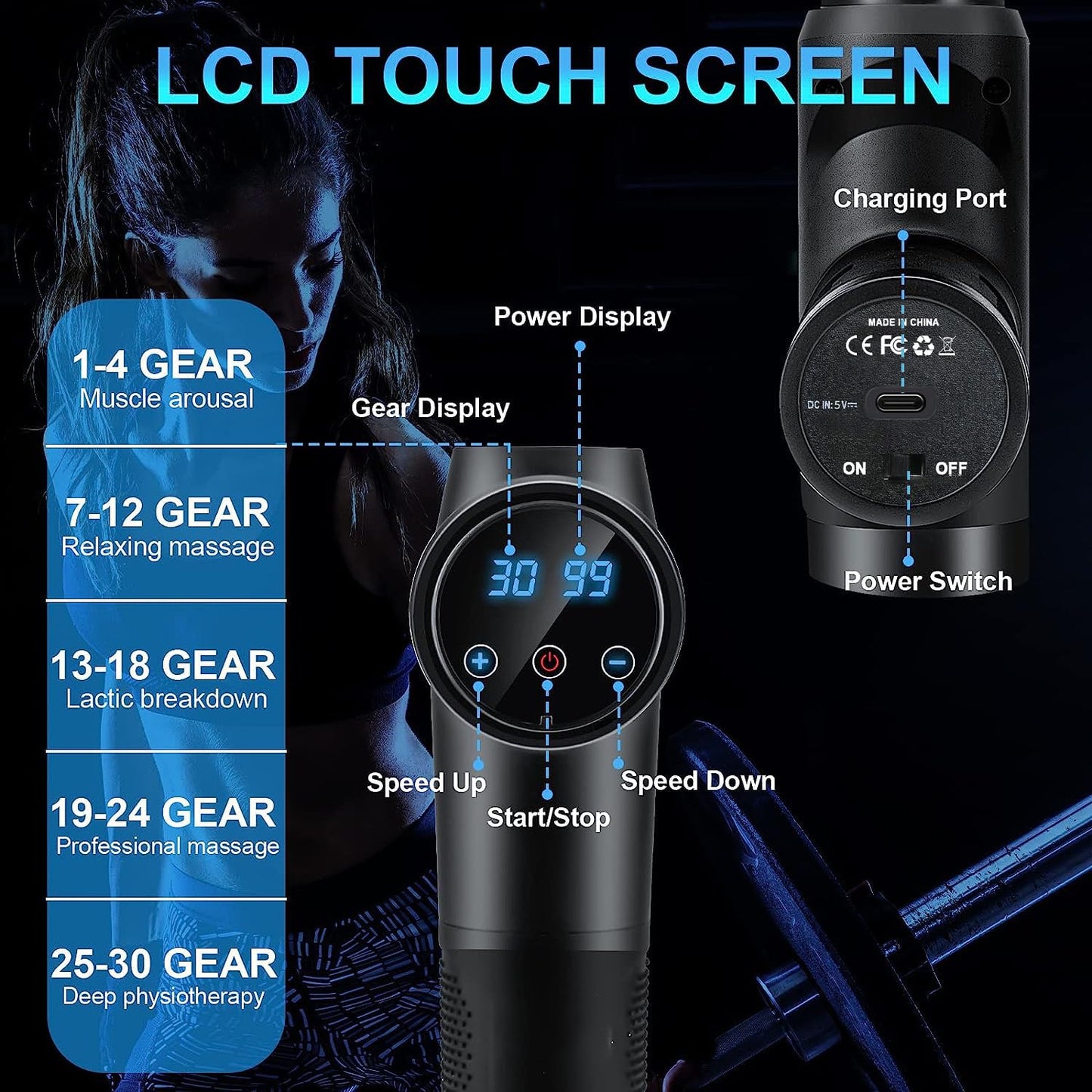 - Massage Gun Deep Tissue | Muscle Percussion Massager | 30 Speeds -