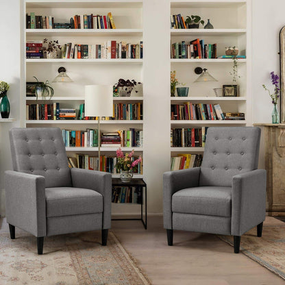 - Yaheetech Grey Modern Recliner Chair Adjustable Reclining Armchair Upholstered Sofa Couch.