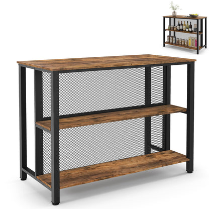 - TANGZON 3-Tier Bar Table | Metal Frame Rectangular Kitchen Table -