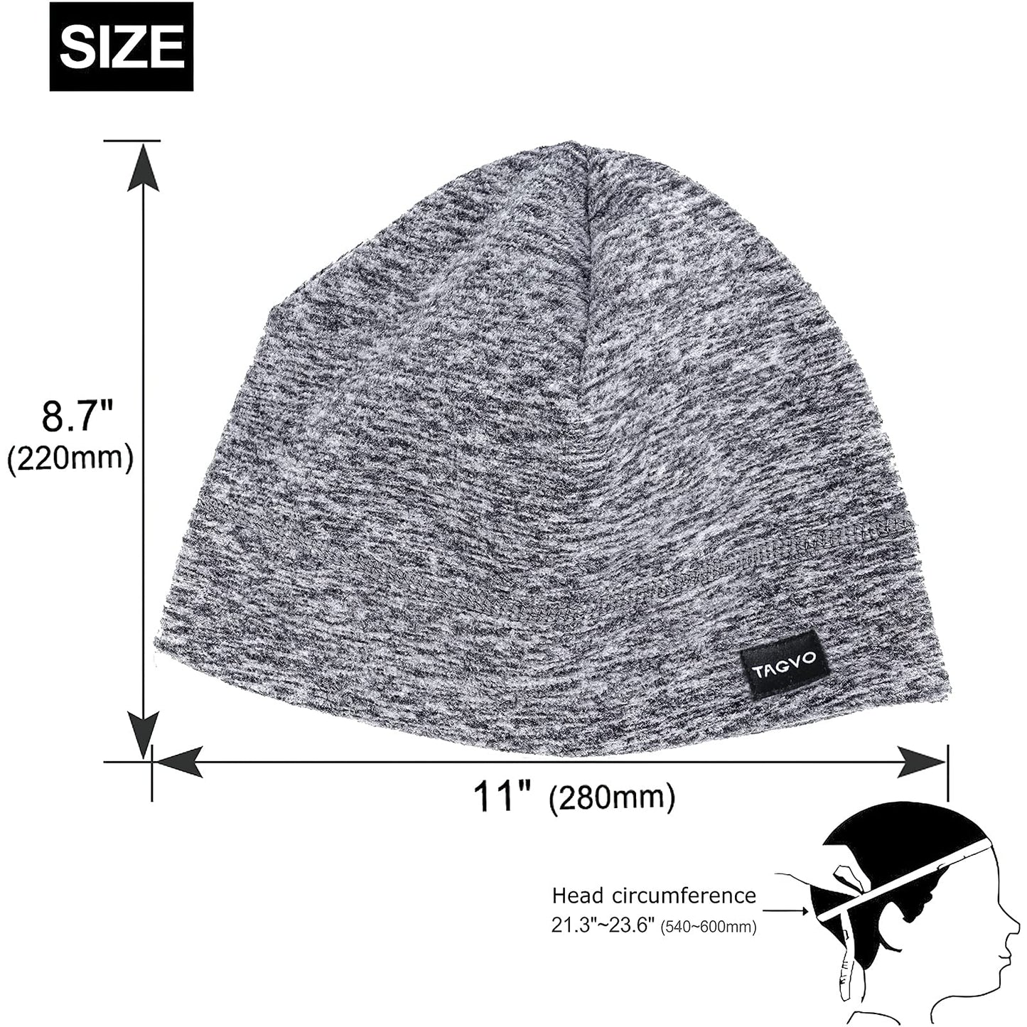 - TAGVO 2 Packs | Winter Thermal Fleece Running Hat | Beanie Cap Headwear -