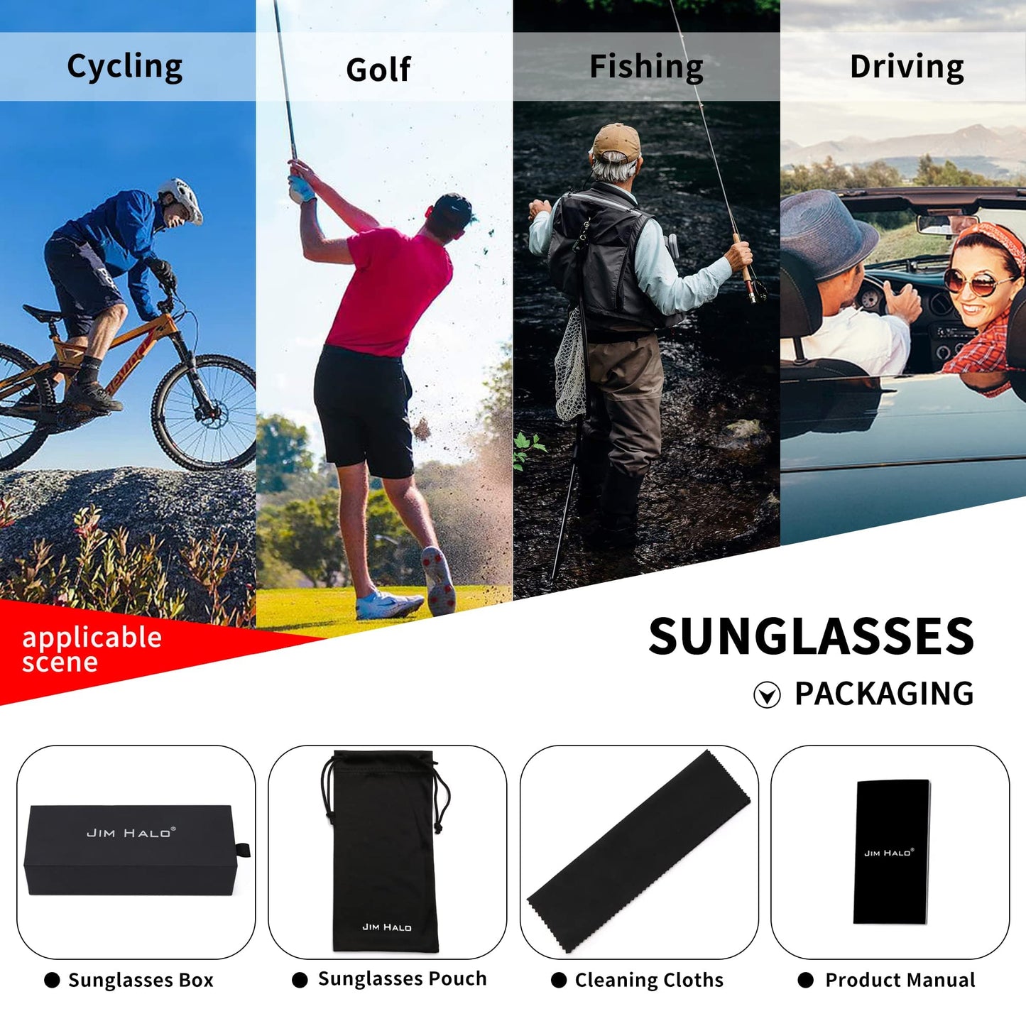 - Jim Halo Polarised Sports Sunglasses | Running Cycling Fishing Driving Golf | Tr 90 Unbreakable Frame -