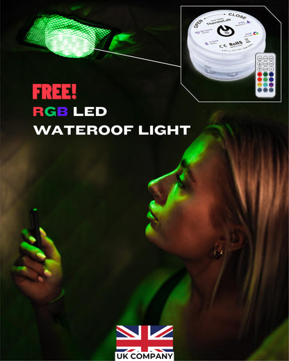 - ThermoLab Portable Sauna | Premium Home Sauna Pod Incl1000w 2.2L Steamer | Chair & RGB LED Light | Indoor Sauna Tent for Recovery & Stress Relief -