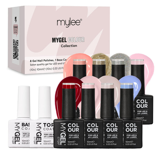 - MYGEL by Mylee | The Parton Gel Nail Polish Collection 8x10ml Colours + Top & Base Coat -