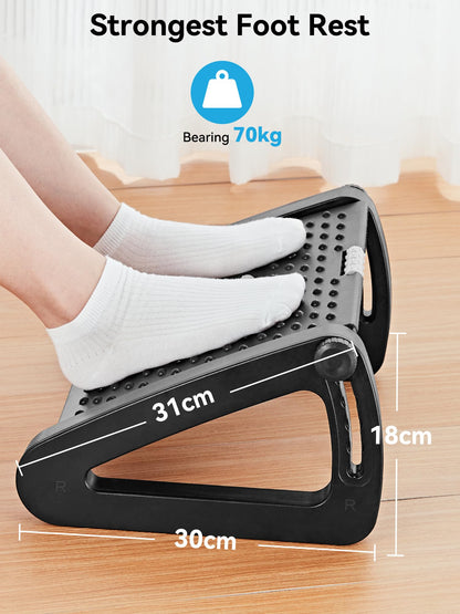 - HEETA Foot Rest Under Desk | Adjustable Height Footrest Ergonomic Foot Stool with Massager Function -