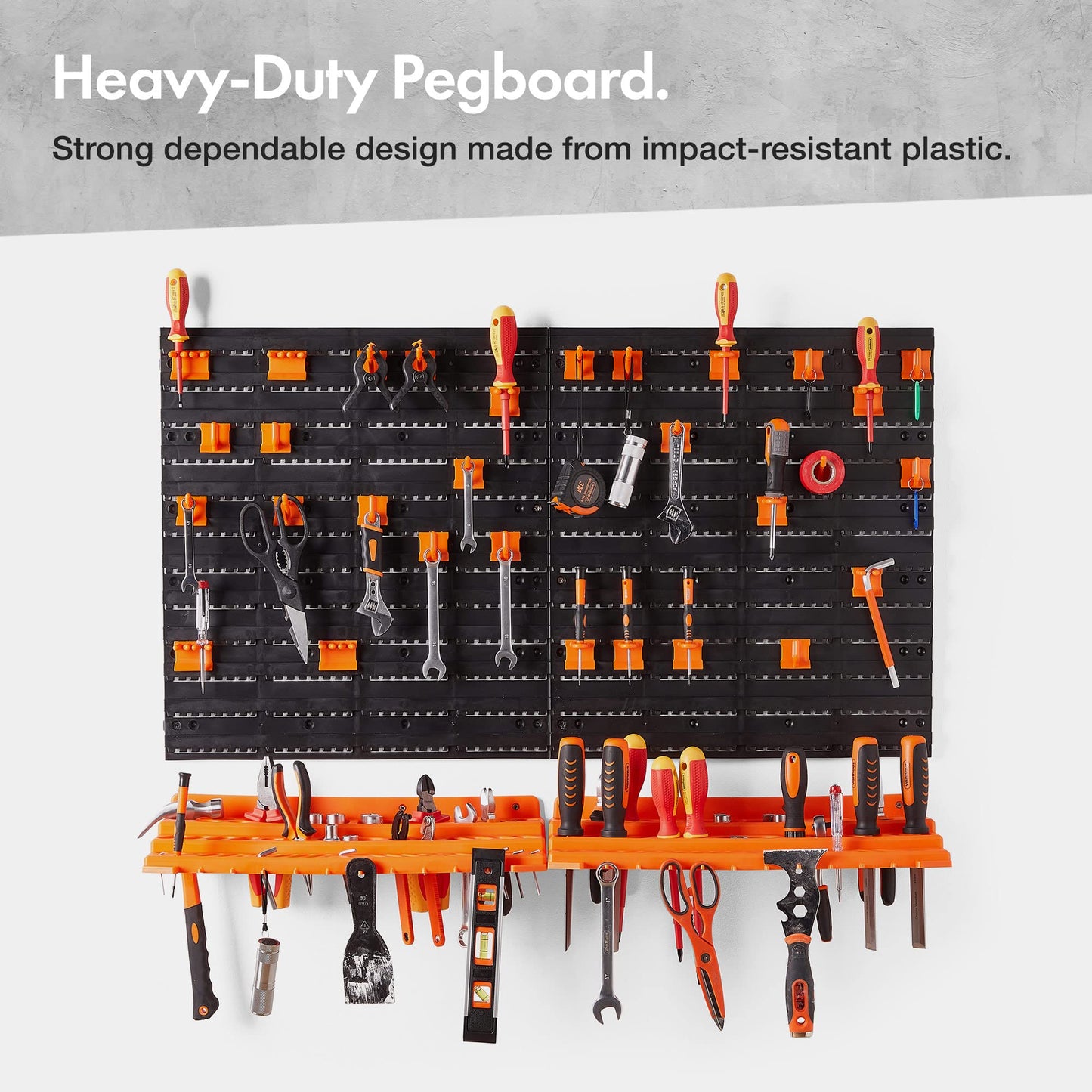 - VonHaus Garage Tool Storage with Shelf & Pegboard For Multiple Tools, Garden Tool Rack for Easy Access