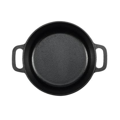 Amazon Basics Round Pre-Seasoned Cast Iron Mini Dutch Oven Pot with Lid and Dual Handles, 1.89 L, Black