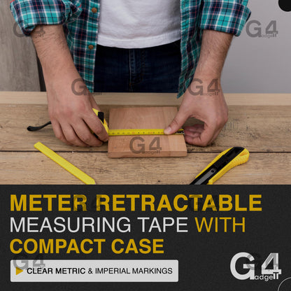 5 Meter Retractable Tape Measure Griplock Imperial Metric Measuring Metres (Black Yellow 5m 19mm)
