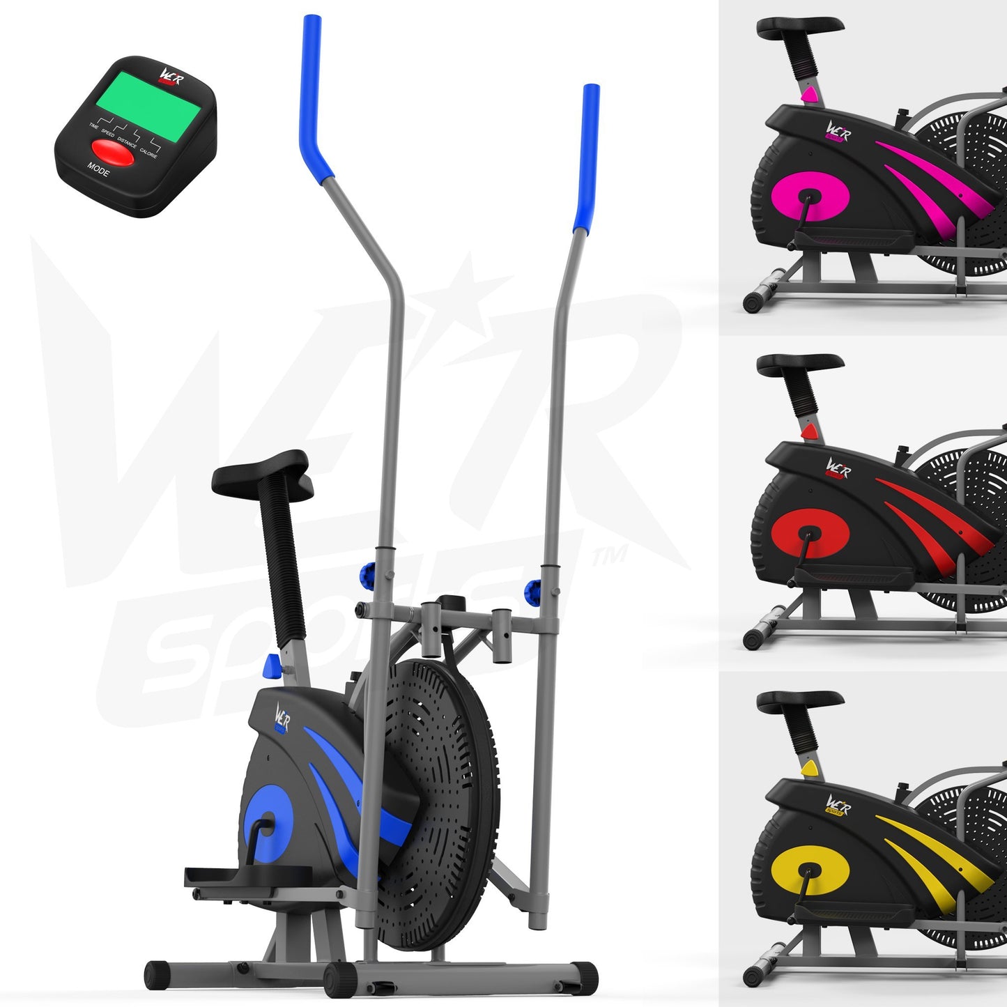 - We R Sports 2-IN-1 Elliptical Cross Trainer & Exercise Bike Home Fitness Cardio Workout Machine (Blue)