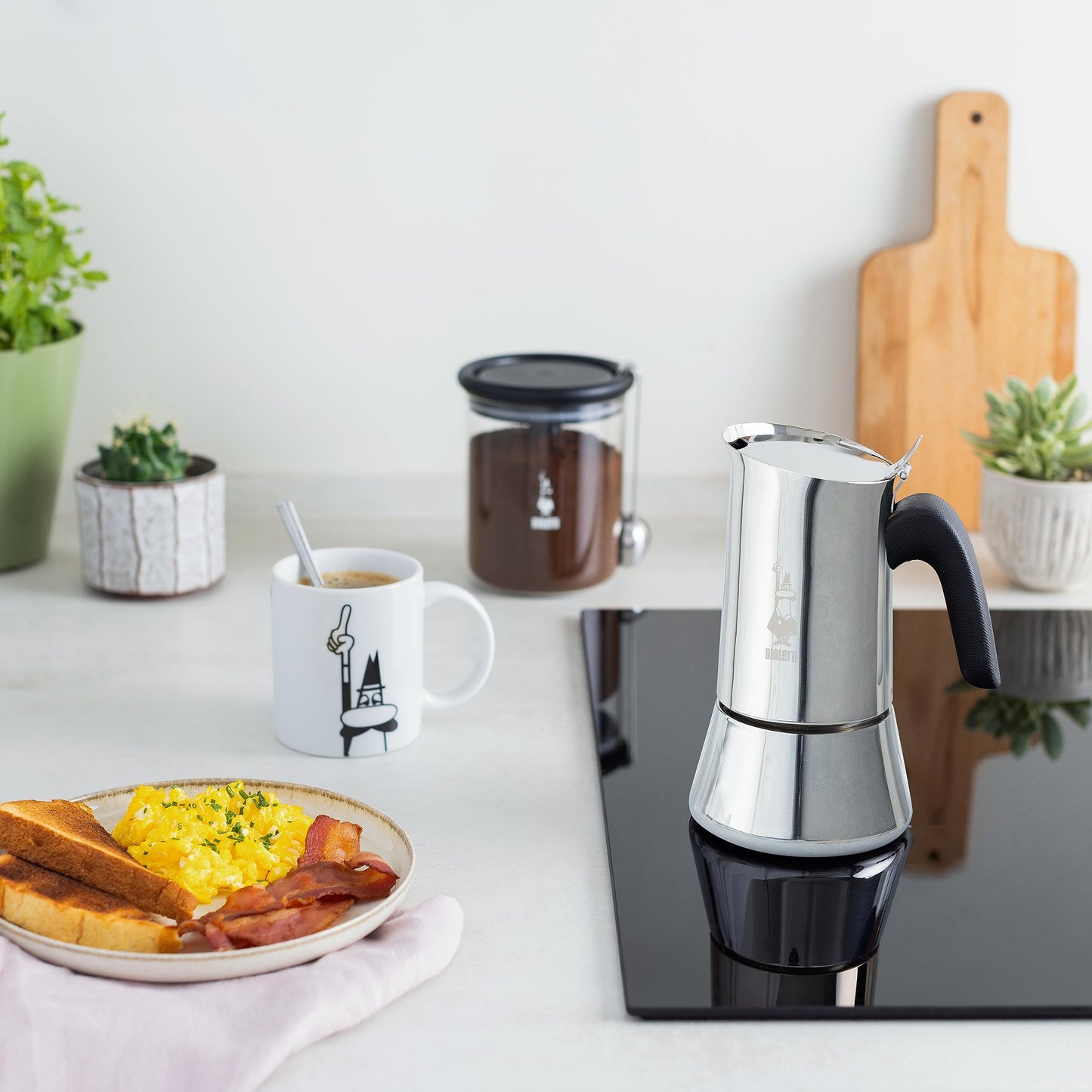 Bialetti - New Venus Induction, stainless steel hob espresso coffee maker, suitable for all heat sources, 6 cups, aluminum, silver