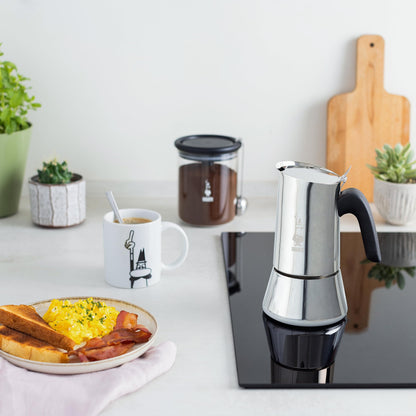 Bialetti - New Venus Induction, stainless steel hob espresso coffee maker, suitable for all heat sources, 6 cups, aluminum, silver