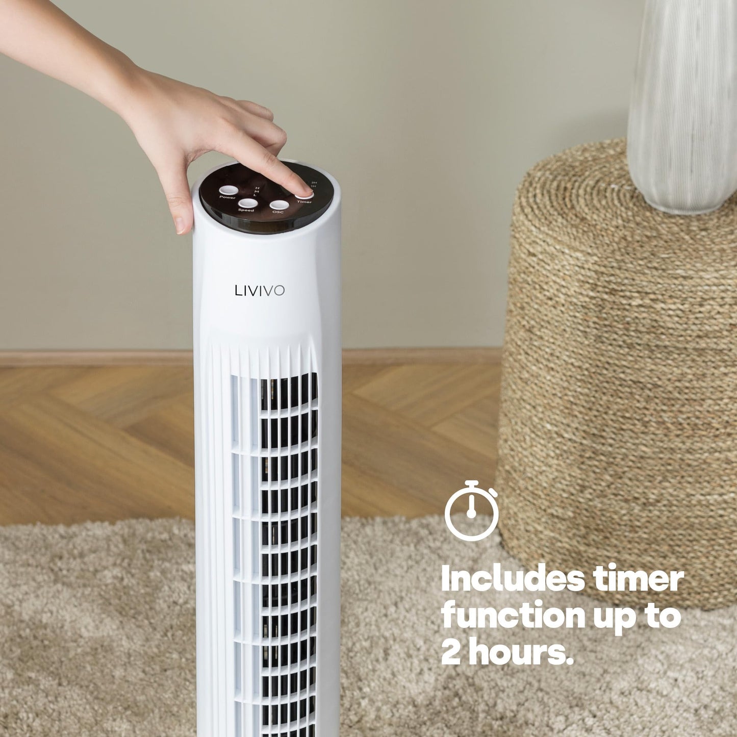 - LIVIVO 32" Tower Fan with Remote | Ultra Slim | Quiet and Powerful | Free Standing -