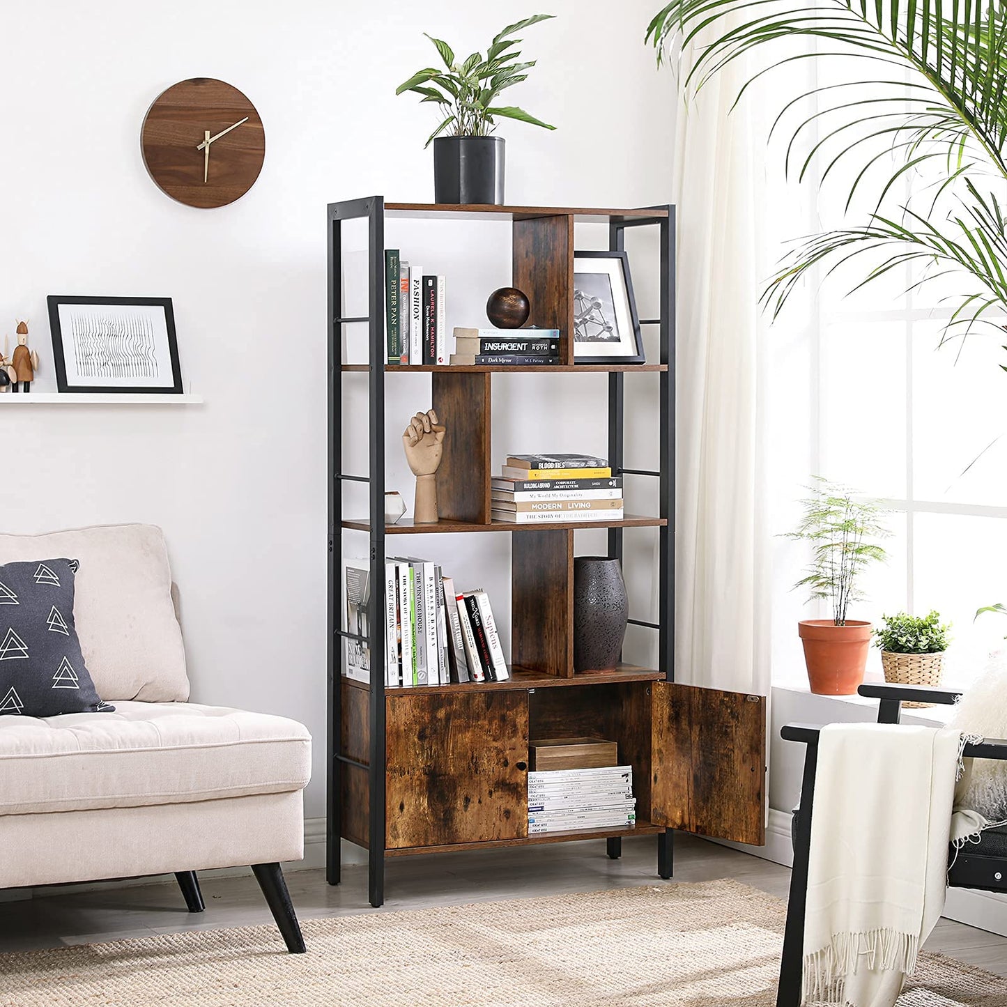 - VASAGLE Bookshelf, Storage Shelf, Large Bookcase with Doors -