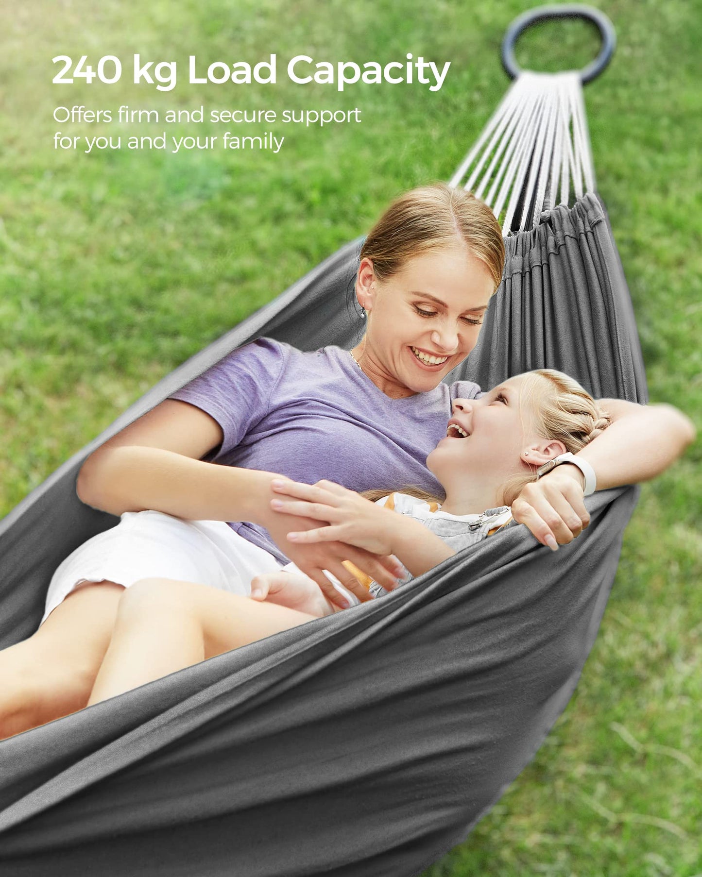 - SONGMICS Hammock with Stand | 210 x 150 cm Hammock | 5 Adjustable Heights | Portable Hammock with Metal Frame |  240 kg Load Capacity | Grey GHS001G01 -