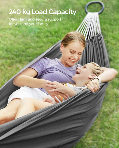 - SONGMICS Hammock with Stand | 210 x 150 cm Hammock | 5 Adjustable Heights | Portable Hammock with Metal Frame |  240 kg Load Capacity | Grey GHS001G01 -