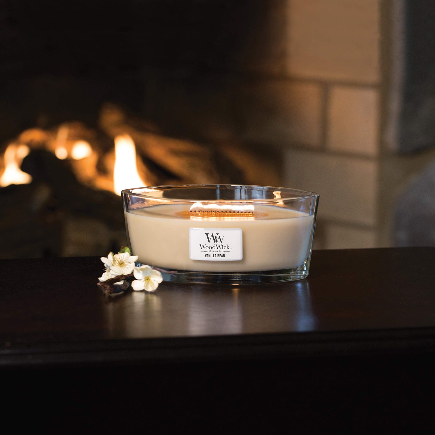 - Woodwick Ellipse Scented Candle with Crackling Wick | Vanilla Bean |