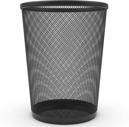 - Zuvo Mesh WasteBasket Black Metal Wire Garbage Trash Can For Office