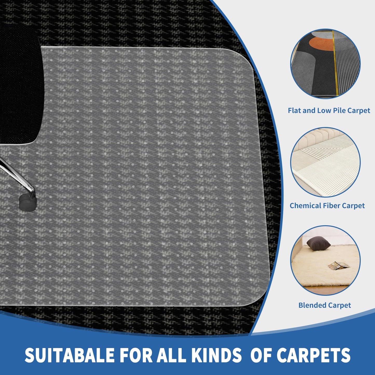 - WASJOYE Carpet Chair Mat for Home Office, 75 * 120cm Transparent Clear Carpet Floor Protector Cover