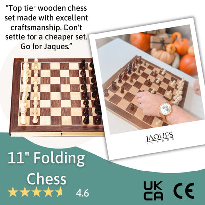 - Jaques of London Wooden Chess Set | Folding Chess Board & Pieces -