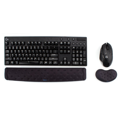 BRILA Memory Foam Mouse & Keyboard Wrist Rest Support Pad Cushion Set for Computer, Laptop, Office Work, PC Gaming - Massage Holes Design (Black Bundle)