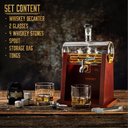 - Whisiskey – Whiskey Decanter – Sailing Ship - 1000 ml – Whiskey Carafe Set