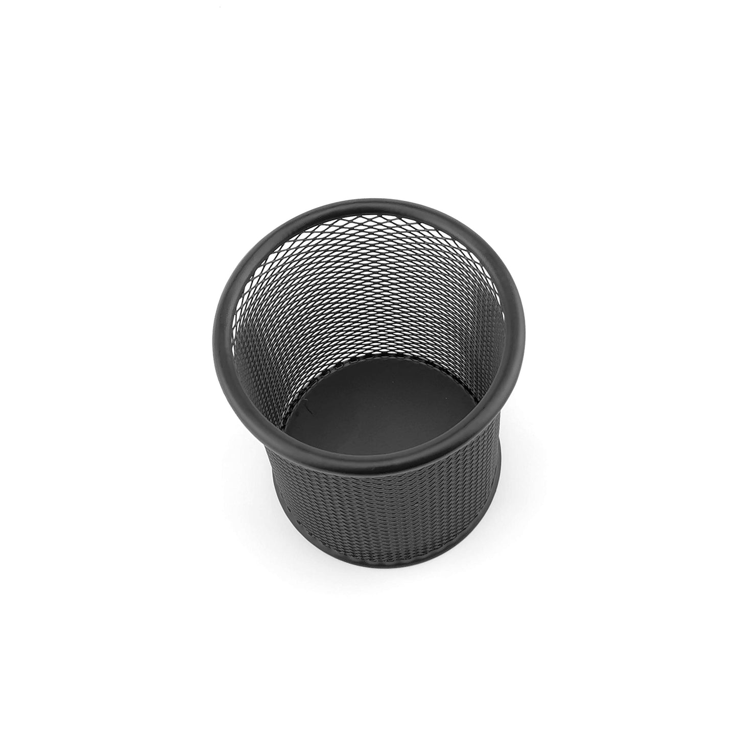 D.RECT Metal Pen Holder Round Wire Metal Mesh Multifunctional Cup for Ballpoint Pen Diameter 85 mm Black 7613