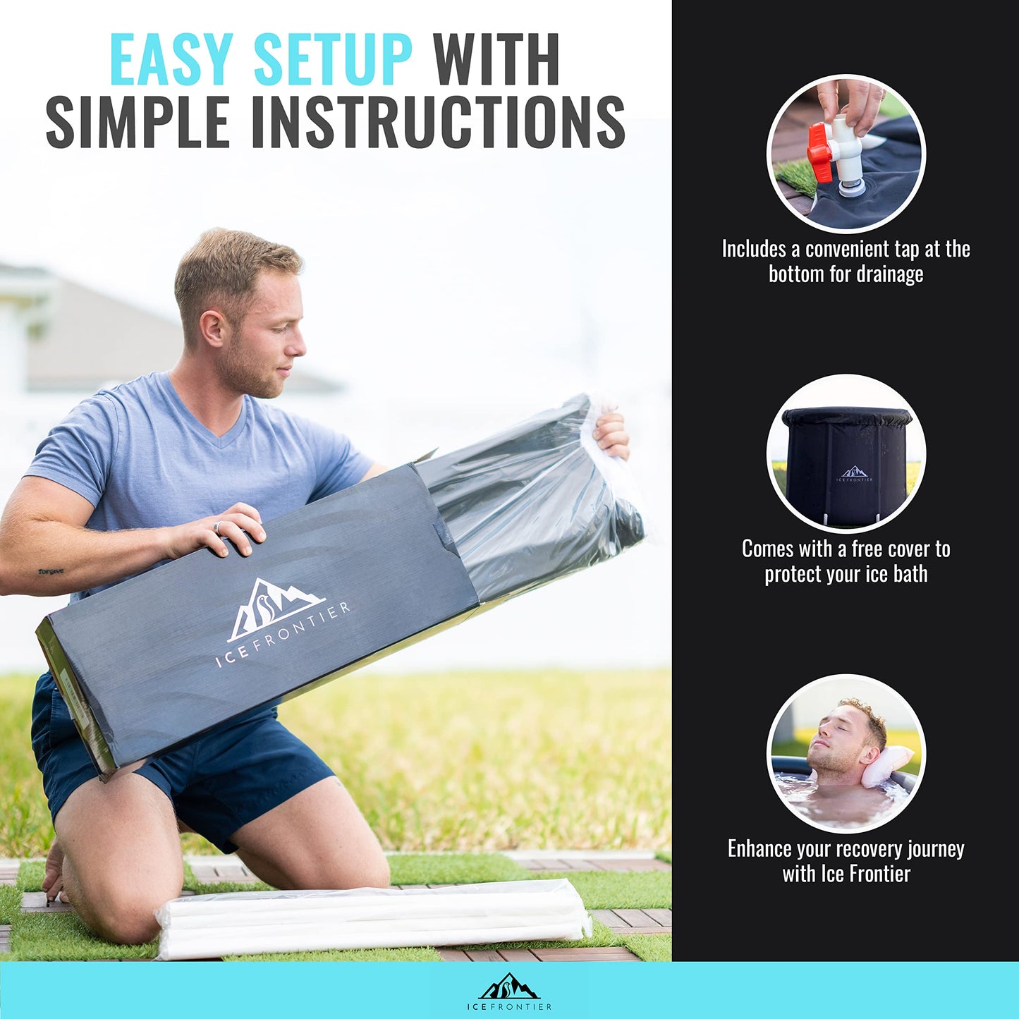 - Ice Bath Outdoor Recover Tub by Ice Frontier | 360L Premium Ice Bath Tub | Portable Bathtub -