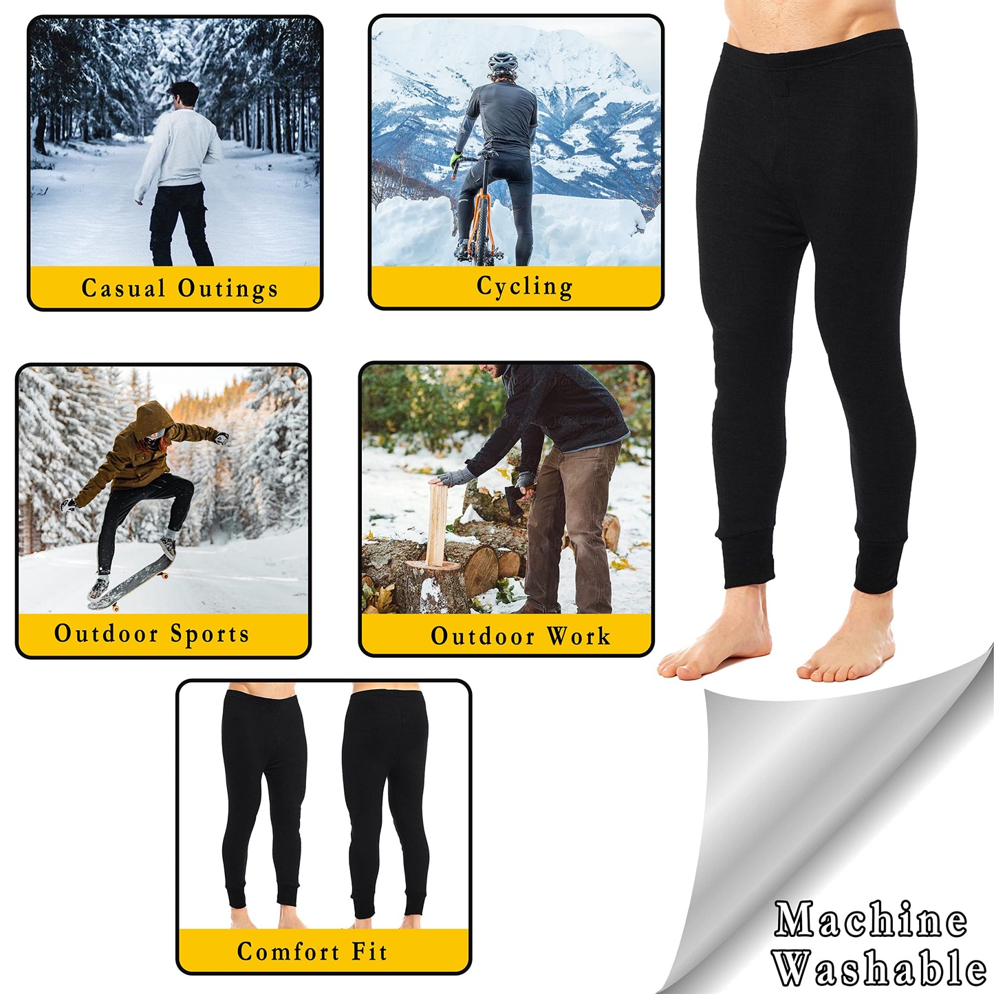- Heatwave® Pack of 2 Men's Thermal Trousers Long Johns Warm Underwear Baselayer Thermals -