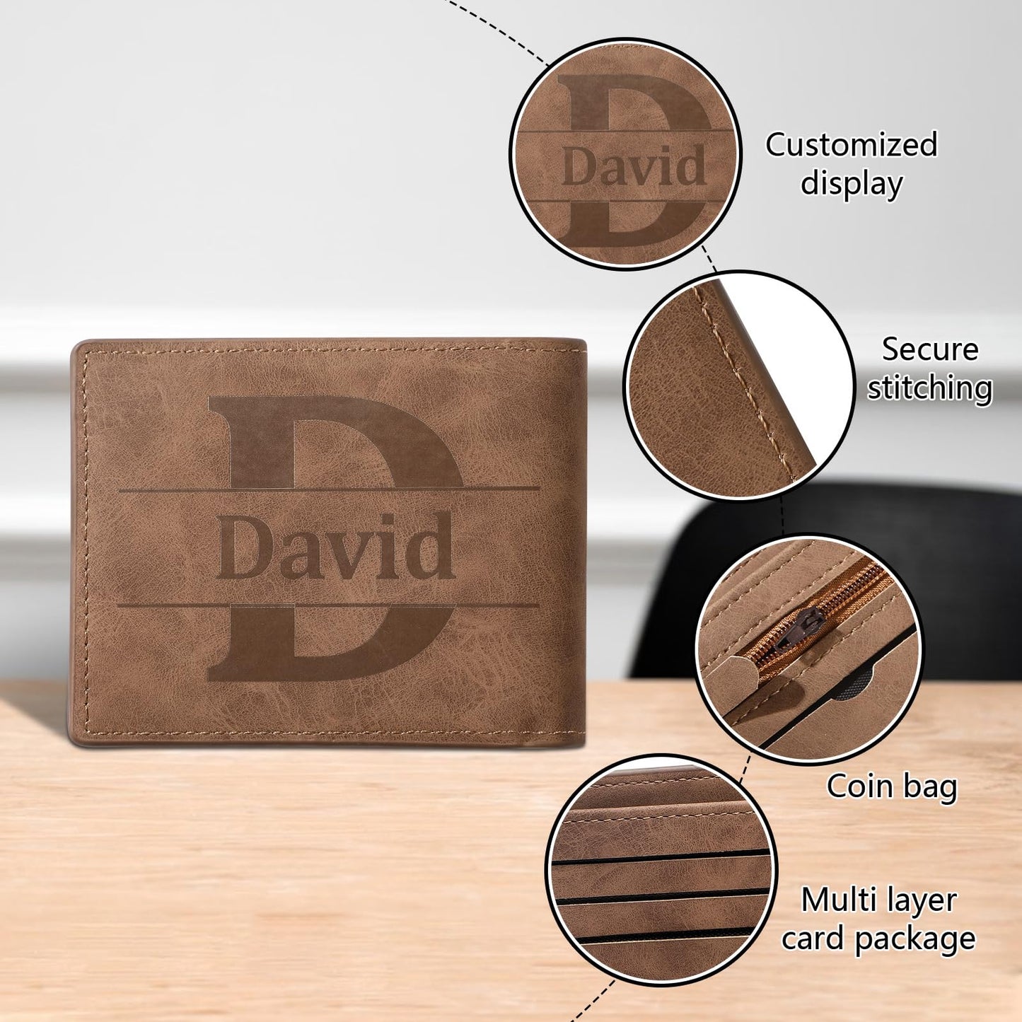 - Dihope Personalised Wallets for Men Letter Name -