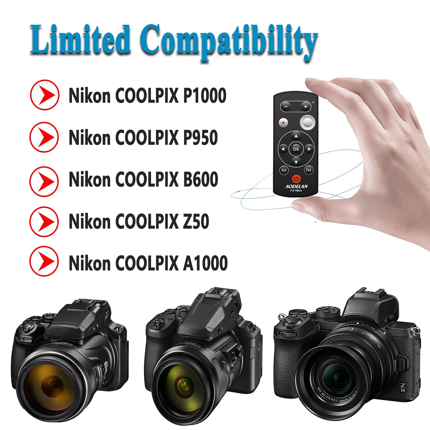 - for Nikon P1000 Z50 Camera Remote Control P950 B600 A1000 Z6 II Z7 II Z30 Zfc Z fc Shutter Release (Replace Nikon ML-L7) -