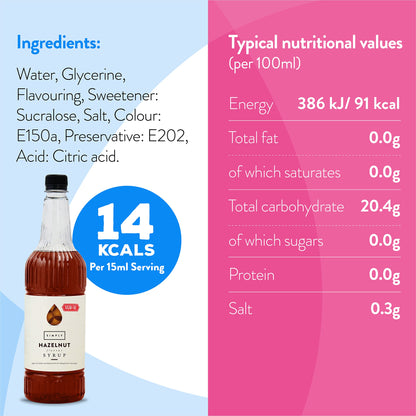 - Simply Sugar Free Hazelnut Syrup | Low Calorie | Vegan & Nut Free -