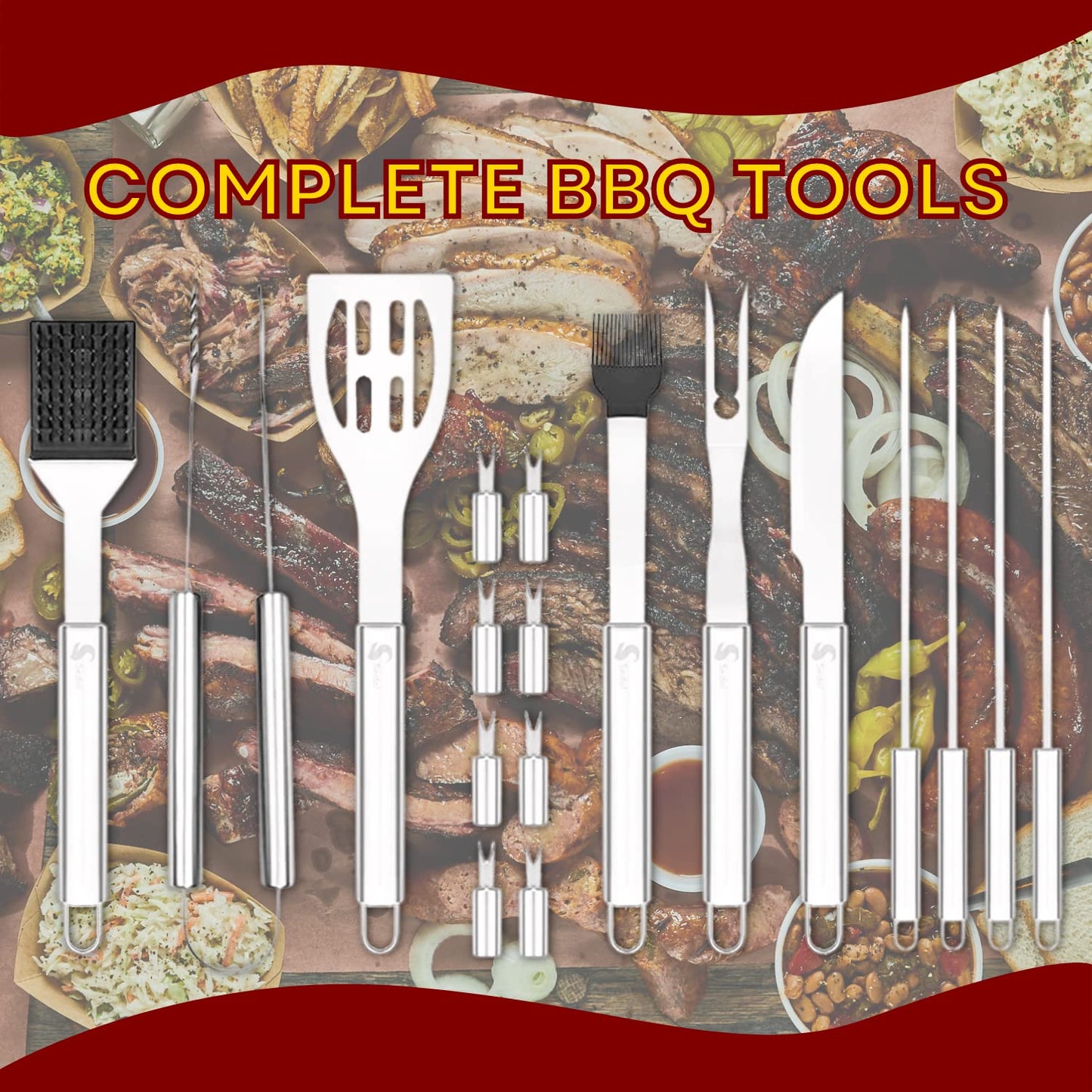 - SEDOL BBQ Tools Set | 18pcs Heavy Duty Stainless Steel BBQ Accessories -