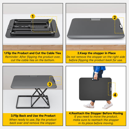 BONTEC Standing Desk Converter 67x47cm, Height Adjustable Sit Stand desk Converter Workstation, Ergonomic X-Frame Desk Riser for Laptop, Monitor, Keyboard Home Office, Ultra-Slim Desk Raiser up to 8kg